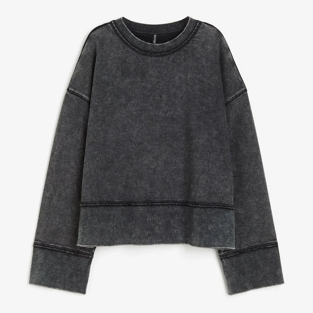 H&M Charcoal Crew Neck Oversized Sweatshirt size S - Picture 2 of 8
